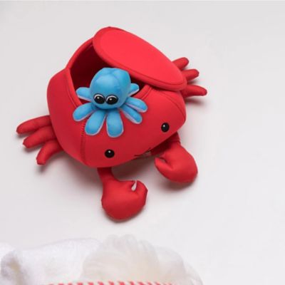 Image showing  5 pc. Neoprene Crab Floating Spill n Fill Bath Toy with Quick Dry Sponges and Squirt Toy