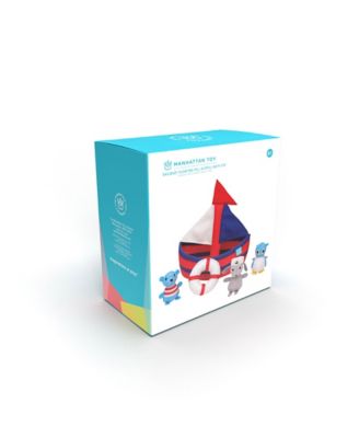 Image showing  4 pc. Neoprene Sailboat Floating Spill n Fill Bath Toy with Quick Dry Sponges and Squirt Toy