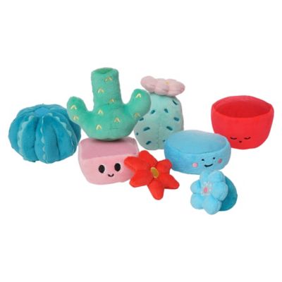 Image showing  9 pc. Cactus Garden Mix and Match Magnetic Plush Stacking Toy Playset