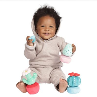 Image showing 7 th Manhattan Toys 9 pc. Cactus Garden Mix and Match Magnetic Plush Stacking Toy Playset