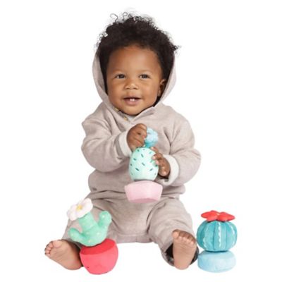 Image showing 8 th Manhattan Toys 9 pc. Cactus Garden Mix and Match Magnetic Plush Stacking Toy Playset