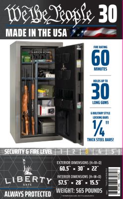 Image showing  30 Long Gun + 4 Handgun 16.3 cu. ft. Electronic Lock We the People Gun Safe, Gray