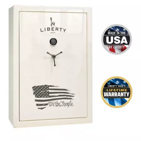 Liberty Safe We the People 60 Long Guns + 6 Handguns E-Lock 60 Minute Gun Safe Gloss White Gun Safes