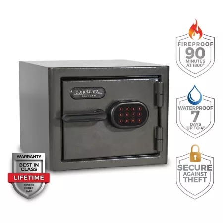 Sanctuary 0.79 cu ft Fireproof/Waterproof Home & Office Safe with Digital Lock Dark Gray Hammered Tone Burglary & Fire Safes