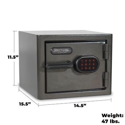 Image showing 7 th Sanctuary 0.79 cu. ft. Digital Lock Diamond Fireproof/Waterproof Home and Office Safe, Dark Gray Hammertone