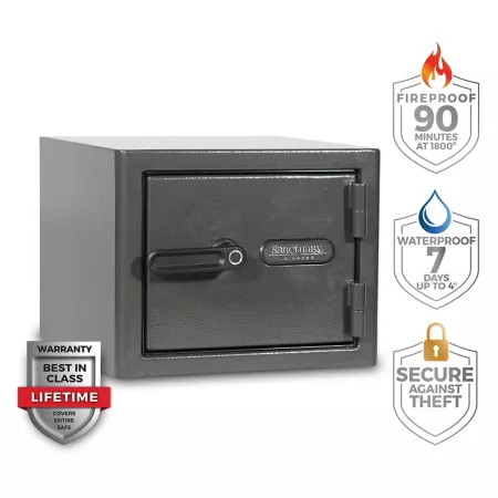 Sanctuary Diamond 0.79 cu Fireproof/Waterproof Home and Office Safe with Biometric Lock Hammered Dark Gray SA-DIA1BIO-DP Burglary & Fire Safes