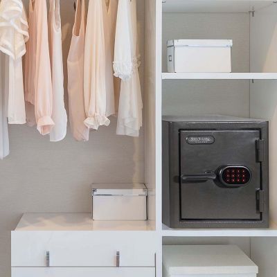 Image showing 6 th Sanctuary 1.32 cu. ft. Electronic Lock Diamond Fireproof/Waterproof Home and Office Safe, Dark Gray, 17.5 in. x 14.5 in.