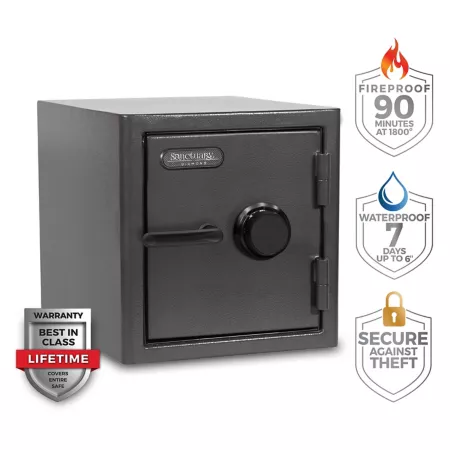 Sanctuary 1.32 cu ft Diameter Fireproof/Waterproof Combination Safe for Home and Office Dark Gray Burglary & Fire Safes