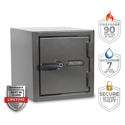 Sanctuary 1.32 cu. ft. Biometric Lock Diamond Fireproof/Waterproof Home and Office Safe, Dark Gray Hammertone