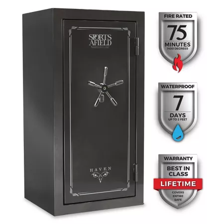 Sports Afield 36 long guns + 6 handguns 15.75 cu Lock Haven Biometric Gun Safe 75 min Fire rating metallic finish Gun Safes