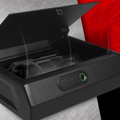 Image showing  1 Gun 0.17 cu. ft. Biometric Home Defense Auto Top Entry Quick Access Gun Vault, Matte Black