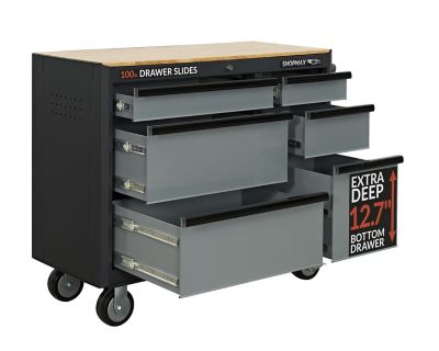 Image showing  18 in. x 35 in. x 41 in. 6-Drawer Mobile Workstation with Solid Wood Top