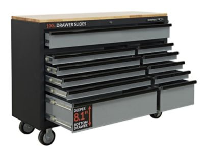 Image showing  18 in. x 38 in. x 52 in. 11-Drawer Mobile Workstation with Solid Wood Top