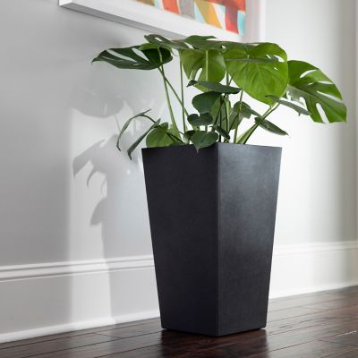 Image showing  5 gal. Tall Finley Square Planter, 20 in., Black