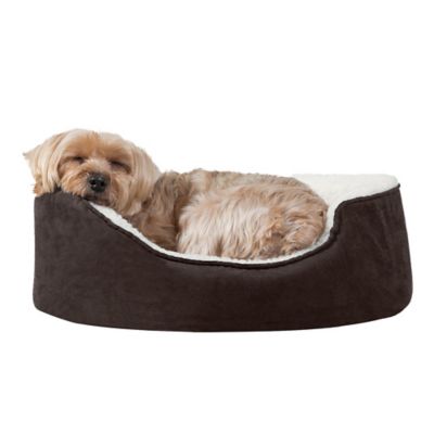 FurHaven Faux Sherpa and Suede Orthopedic Oval Dog Bed