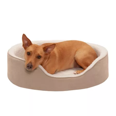 FurHaven Faux Sherpa and Suede Orthopedic Oval Dog Bed Orthopedic Dog Beds