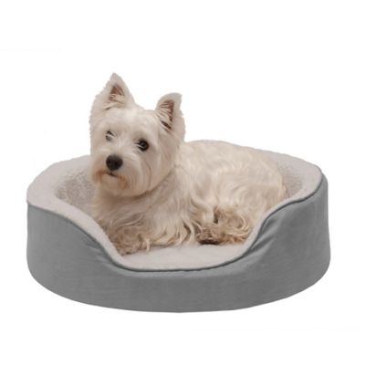 FurHaven Faux Sherpa and Suede Orthopedic Oval Dog Bed