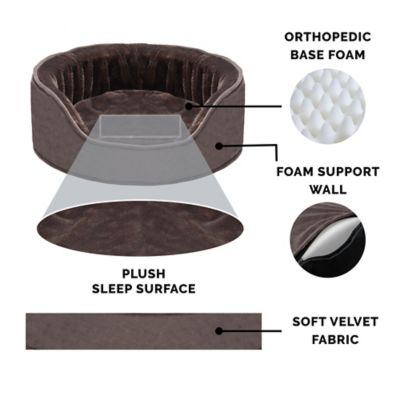 Image showing  Plush and Velvet Orthopedic Oval Dog Bed