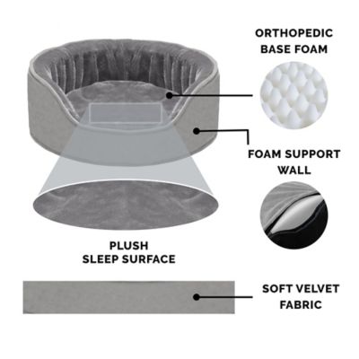 Image showing 2 th FurHaven Plush and Velvet Orthopedic Oval Dog Bed