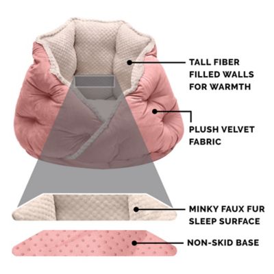 Image showing  Minky Faux Fur and Velvet Calming Hug Pet Bed