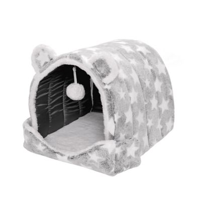 Image showing  Starry Cave Teddy Bear Fleece and Faux Fur Dog Bed