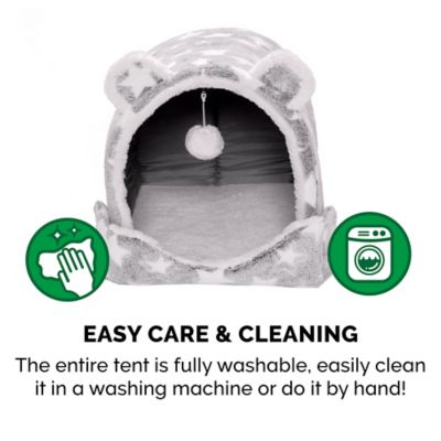 Image showing  Starry Cave Teddy Bear Fleece and Faux Fur Dog Bed