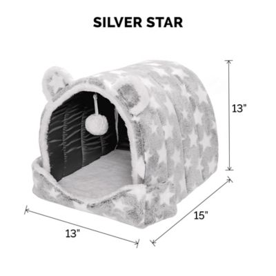 Image showing 5 th FurHaven Starry Cave Teddy Bear Fleece and Faux Fur Dog Bed