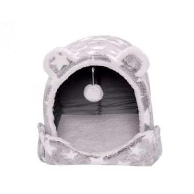 Image showing 7 th FurHaven Starry Cave Teddy Bear Fleece and Faux Fur Dog Bed