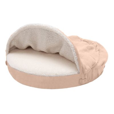 FurHaven Snuggery Burrow Faux Sheepskin Cooling Gel Foam Dog Bed