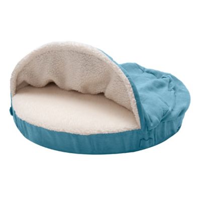 FurHaven Snuggery Burrow Faux Sheepskin Cooling Gel Foam Dog Bed