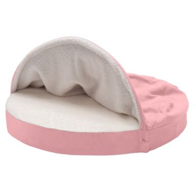 FurHaven Snuggery Burrow Faux Sheepskin Cooling Gel Foam Dog Bed