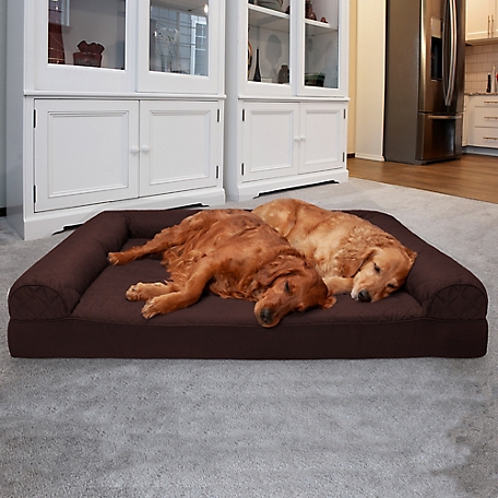 FurHaven Rectangular Diamond Brown Polyester Sofa Dog Bed (Small) at