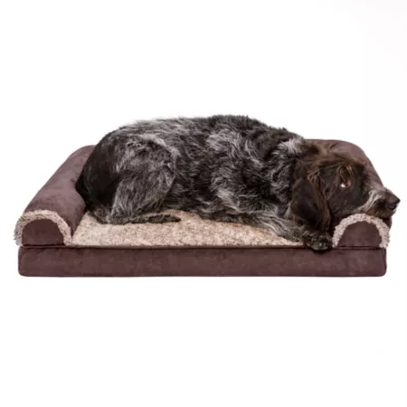 FurHaven Two-Tone Orthopedic Faux Fur and Suede Full Support Sofa Pet Bed Orthopedic Dog Beds