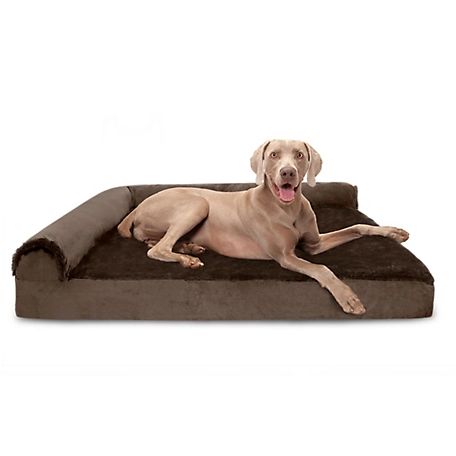 FurHaven Plush and Velvet Deluxe Chaise Lounge Memory Foam Sofa Dog Bed