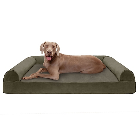 FurHaven Faux Fur and Velvet Cooling Gel Mattress Sofa Dog Bed
