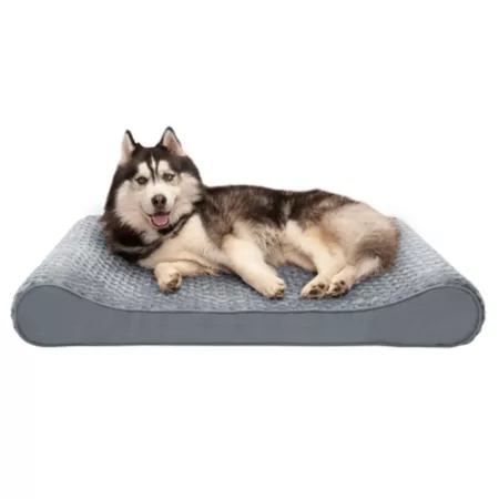 FurHaven Ultra Plush and Suede Luxe Lounger Memory Foam Dog Bed Bolster Dog Beds