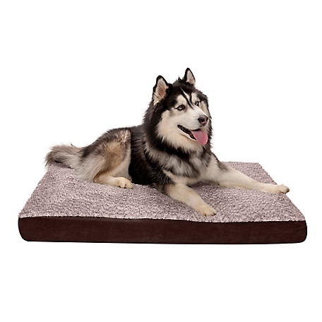 FurHaven Two-Tone Faux Fur and Suede Deluxe Orthopedic Dog Bed
