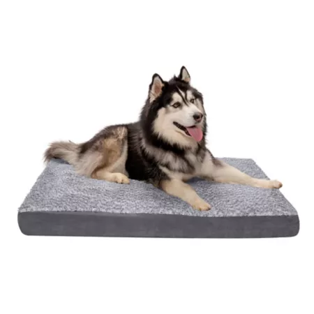 FurHaven Luxury Orthopedic Dog Bed in Two-Tone Faux Fur and Suede Orthopedic Dog Beds