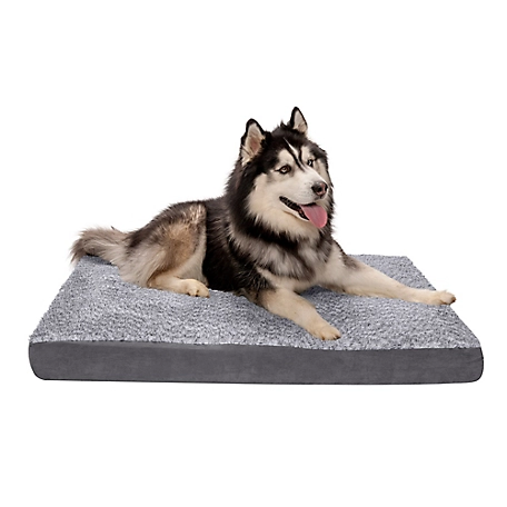 FurHaven Two-Tone Faux Fur and Suede Deluxe Orthopedic Dog Bed