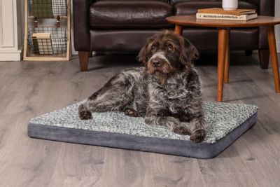Image showing  Two-Tone Fur and Suede Deluxe Full Support Solid Orthopedic Dog Bed