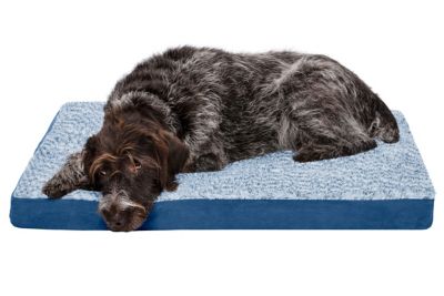 FurHaven Two-Tone Fur and Suede Deluxe Full Support Solid Orthopedic Dog Bed