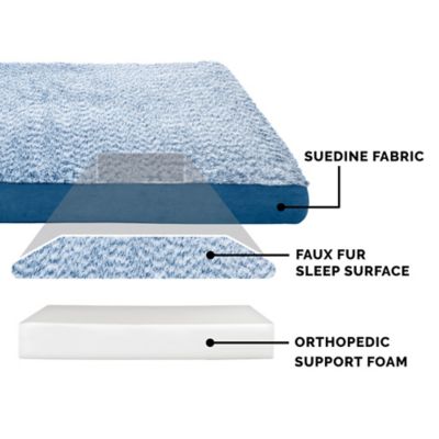 Image showing  Two-Tone Fur and Suede Deluxe Full Support Solid Orthopedic Dog Bed