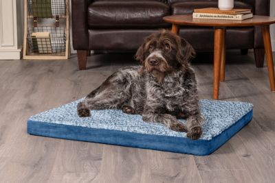 Image showing  Two-Tone Fur and Suede Deluxe Full Support Solid Orthopedic Dog Bed