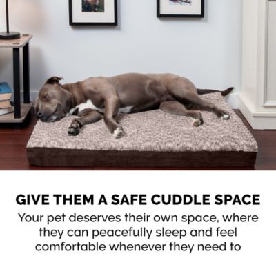 Image showing 7 th FurHaven Two-Tone Faux Fur and Suede Deluxe Memory Foam Dog Bed