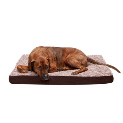 Image showing 9 th FurHaven Two-Tone Faux Fur and Suede Deluxe Memory Foam Dog Bed