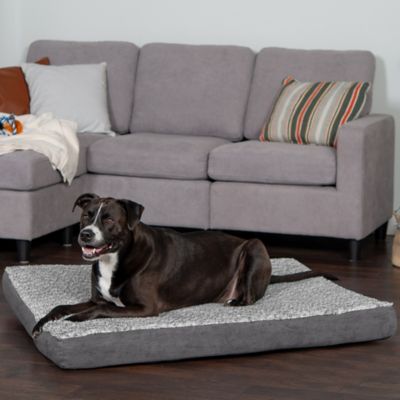Image showing  Two-Tone Faux Fur and Suede Deluxe Memory Foam Dog Bed