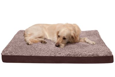 FurHaven Two-Tone Faux Fur and Suede Deluxe Cooling Gel Foam Dog Bed