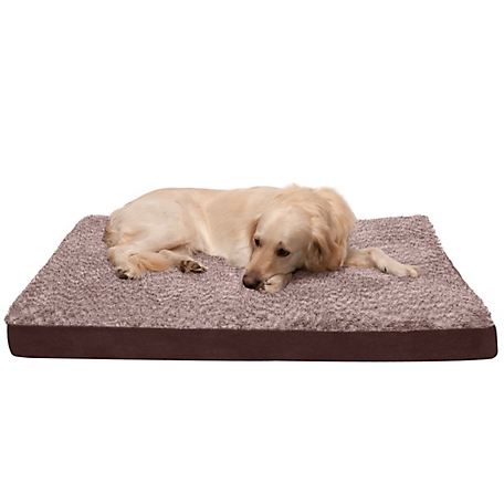 FurHaven Two-Tone Faux Fur and Suede Deluxe Cooling Gel Foam Dog Bed