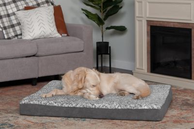 Image showing  Two-Tone Faux Fur and Suede Deluxe Cooling Gel Foam Dog Bed