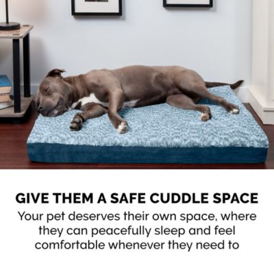 Image showing 5 th FurHaven Two-Tone Faux Fur and Suede Deluxe Cooling Gel Foam Dog Bed